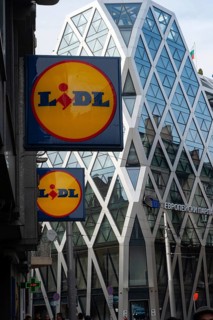 Sofia, Bulgaria, June 4th 2019 Sign for Liddle Supermarket close to the European Parliament