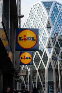 Sofia, Bulgaria. April 6th 2019 Sign for Liddle Supermarket close to the European Parliament