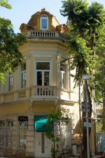 Varna, Bulgaria, September 6th 2020 Classic architecture of a cafe in a trendy neighbourhood of