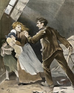 Symbolic of alcohol abuse, The Angry Alcoholic, around 1910, France, authentic, digitally restored