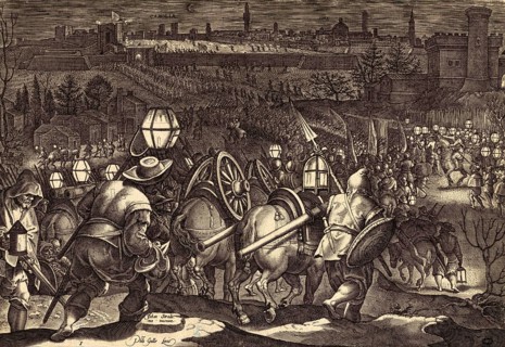 History of the Medici, The illustration shows Cosimo I de' Medici leading his troops towards Siena