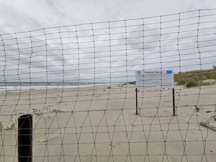 Border between Poland and the Russian exclave of Kaliningrad on the fresh spit in Poland, secluded