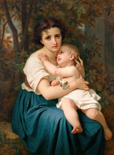 Hugues Merle (1822 to 1881), French painter: Thoughts of the Future, Pensees de l'avenir (1864), a