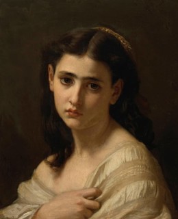 Hugues Merle (1822 to 1881), French painter: Thoughts far away, Gedanken in der Ferne (1864),