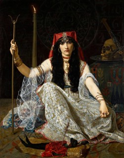 Hugues Merle (1822 to 1881), French painter: The Sorceress, L'Envoûteuse, The Sorceress (1883), Oil