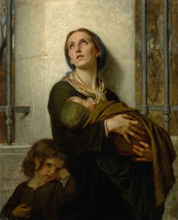 Hugues Merle (1822 - 1881), French painter: The Forgotten, The Poor Mother, A desperate mother