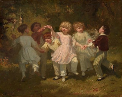 Hugues Merle (1822 to 1881), French painter: Children Playing in a Park, Children Playing in a Park
