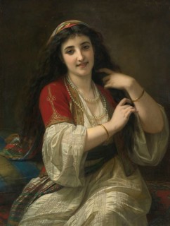 Hugues Merle (1822 to 1881), French painter: Eine türkische Schönheit, a turkish beauty (1868),
