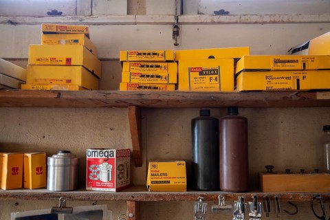 Grand Canyon National Park, Arizona - Boxes of photography supplies in the historic Kolb Studio on
