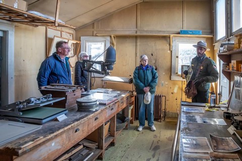 Grand Canyon National Park, Arizona - A park ranger gives a tour of the historic Kolb Studio on the