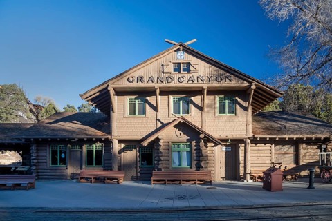 Grand Canyon National Park, Arizona - The Grand Canyon railroad station. Grand Canyon Railway runs