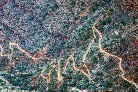 Grand Canyon National Park, Arizona - Switchbacks on Bright Angel Trail. The popular trail descends