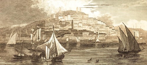 View of the city of Cagliary, island of Sardinia, Mediterranean Sea, Italy, sailboats, rowing