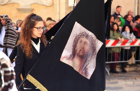 Sicily, Trapani, Good Friday mystery procession La Processione dei Misteri, groups accompany the