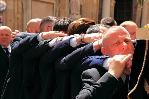 Sicily, Trapani, Good Friday mystery procession La Processione dei Misteri, men, called Massari,