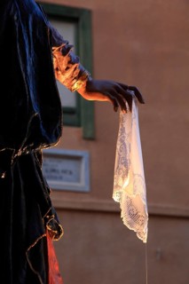 Sicily, old town of Trapani, Good Friday mystery procession La Processione dei Misteri, hand