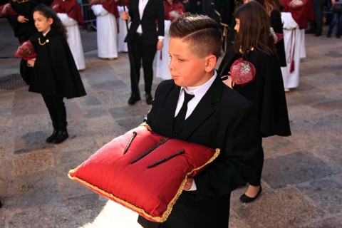 Sicily, Trapani, Good Friday mystery procession La Processione dei Misteri, groups accompany the
