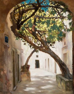 Kazimierz Stabrowski (b. 21 November 1869, d. 10 June 1929 in Garwolin), Polish painter: Street in