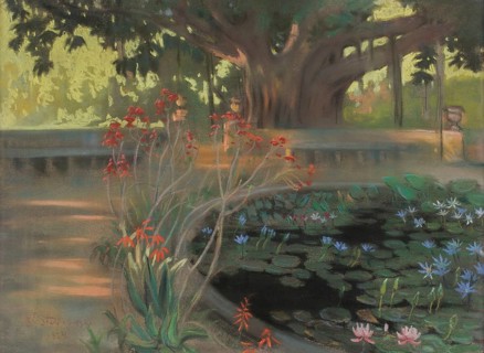Kazimierz Stabrowski (b. 21 November 1869, d. 10 June 1929 in Garwolin), Polish painter: Lotuses in
