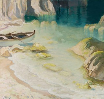 Kazimierz Stabrowski (b. 21 November 1869, d. 10 June 1929 in Garwolin), Polish painter: Boat at