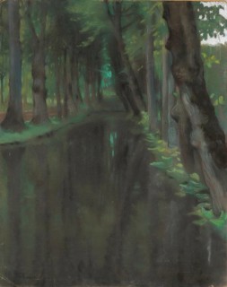 Kazimierz Stabrowski (b. 21 November 1869, d. 10 June 1929 in Garwolin), Polish painter: Canal in