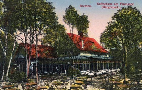 Historical postcard around 1900, Bremen, Lake Emma, Germany, reproduction of a postcard, historical