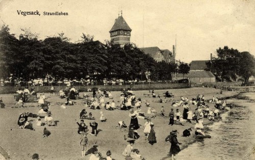 Historical postcard around 1900, Vegesack, district of Bremen, Germany, reproduction of a postcard,