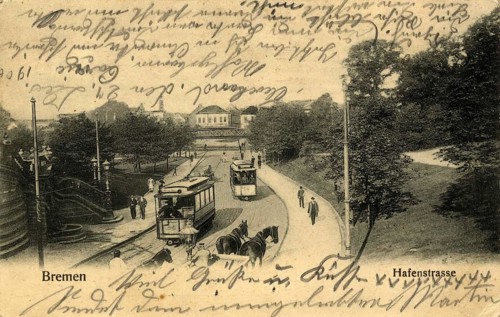 Historical postcard around 1900, Bremen, Hafernstraße, Germany, reproduction of a postcard,