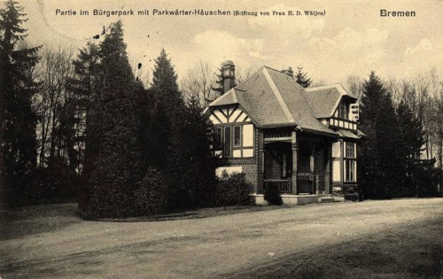 Historical postcard around 1900, Bremen, foundation of H.D. Wätjeu, parkwächter-Häuschen, Germany,