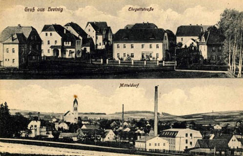 Historical postcard around 1900, Bretnig, today a district of the town of Großröhrsdorf in the