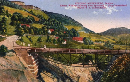 Historical postcard around 1900, Silberberg Fortress, Donjon, today Twierdza Srebrna Gora in Lower