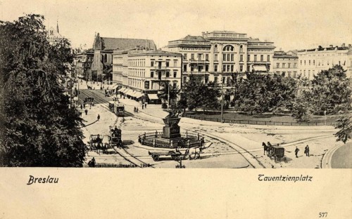 Historical postcard around 1900, Breslau, Tauentzienplatz, today Wroclaw, Lower Silesia, Poland,
