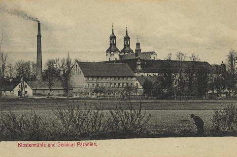Historical postcard around 1900, Klostermühle und Seminar Paradies, Cistercian monastery paradise,