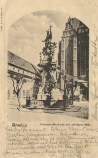Historical postcard around 1900, St. John's monument with noble monastery in Breslau, today