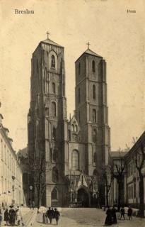 Historical postcard around 1900, Wroclaw Cathedral, today Wroclaw, Lower Silesia, Poland,