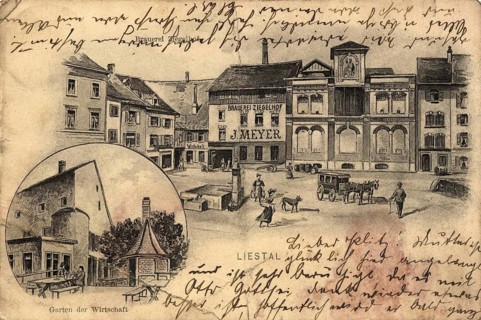 Historical postcard around 1900, Liestal, today Wroclaw, Lower Silesia, Poland, reproduction of a
