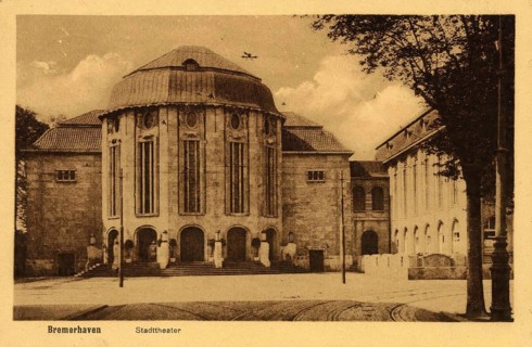 Historical postcard around 1900, Stadttheater von Bremerhaven, Germany, reproduction of a postcard,