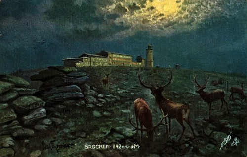 Historical postcard around 1900, Brocken im Harz, Saxony-Anhalt, Germany, reproduction of a