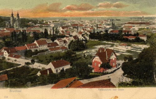 Historical postcard around 1900, Bruchsal, Baden-Württemberg, Germany, reproduction of a postcard,