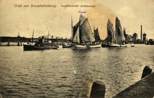 Historical postcard around 1900, Brunsbüttelkoog, Schleswig-Holstein, Germany, reproduction of a