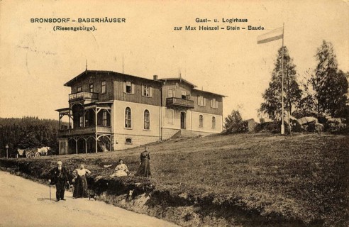 Historical postcard around 1900, Bronsdorf - Baberhäuser, Krkonoše Mountains, places in the