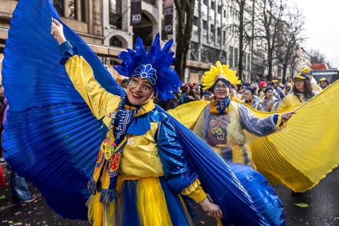 Foot group at the Düsseldorf Rose Monday procession, dancers, North Rhine-Westphalia, Germany