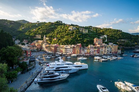 Boats and yachts in Portofino Harbour, Portofino, Liguria, Italy