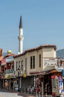 Alanya, Turkey. April 7th 2021 A quiet traditional shopping street near the harbour in Alanya on