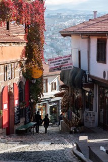 Ankara, Turkey. November 25th 2020 The cobbled old streets of the old town inside Ankara Castle,