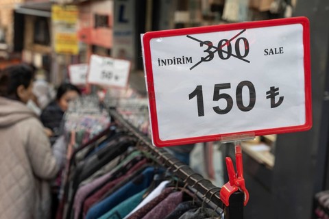 Istanbul, Turkey 7th January 2025. Local Turkish shoppers browsing clothes reduced in price in a