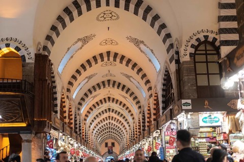 Istanbul, Turkey 8th January 2025. The restored vaulted interior of the Istanbul Spice Bazaar,