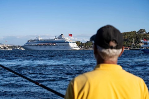 Istanbul, Turkey. September 18th 2025. The Astoria Grande, a Russian cruise ship docked at the
