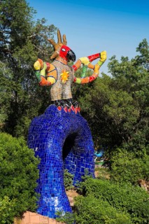 Colourful sculptures made of glass and mirrors, Giardino dei Tarocchi, Garden of Tarot, by Niki de