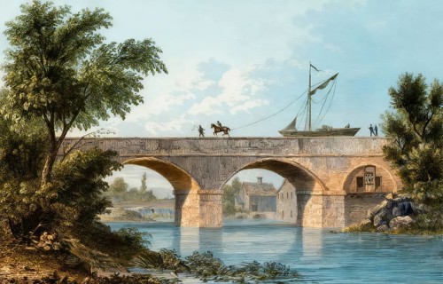 The Bridgewater Canal aqueduct at Barton, Lancashire, England, 19th century